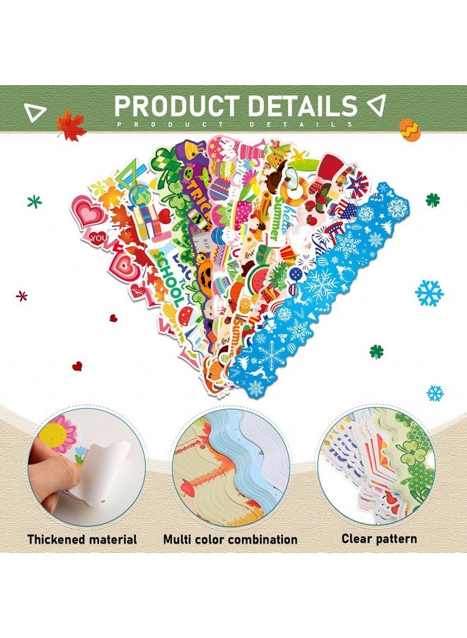 Geyee 360 Pcs Holiday Bulletin Board Borders Decorations Spring Easter Summer 4th of July Fall Scalloped Border Trim Classroom Borders Bulletin Board Trim for Classroom School, 12 Design(Lovely) - Image 3