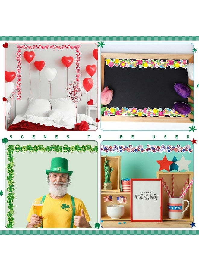 Geyee 360 Pcs Holiday Bulletin Board Borders Decorations Spring Easter Summer 4th of July Fall Scalloped Border Trim Classroom Borders Bulletin Board Trim for Classroom School, 12 Design(Lovely) - Image 5