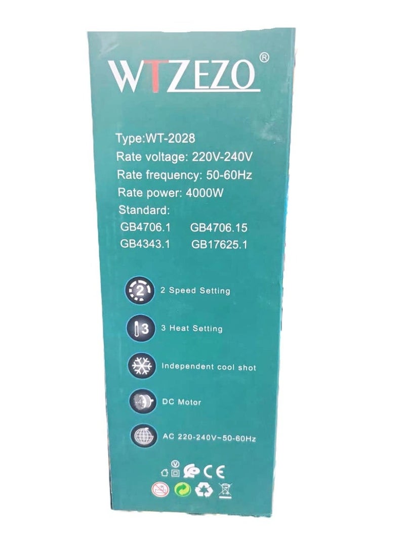 WTZEZO Hair Dryer WT-2028, 4000W Professional Salon - Image 2