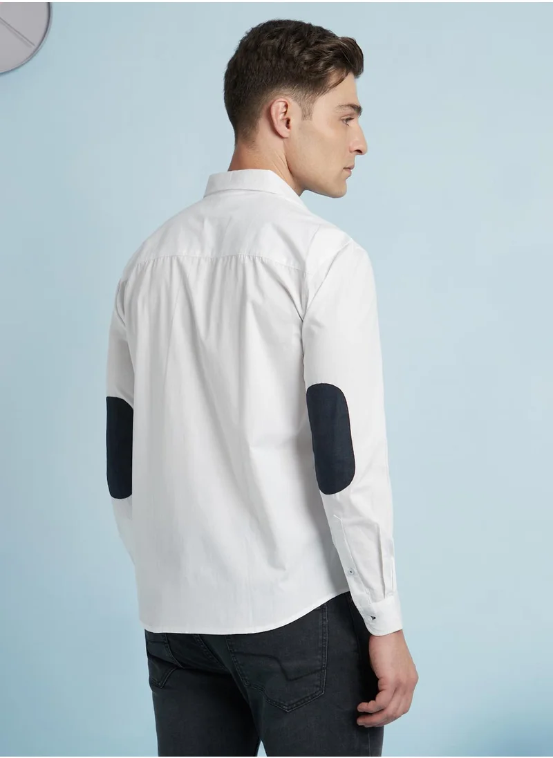Dennis Lingo White Regular Fit Shirts Solid design crafted from 100% Cotton featuring Long Sleeves with Button closure.