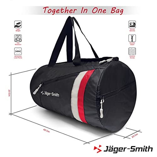 Jager_Smith Jager-Smith GB 900 Multipurpose Gym Bag with Shoe Compartment (Black, White & Red) - Image 3
