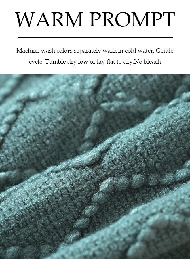 Knitted Throw Blankets, tassel sofa cover blanket, geometric pattern air conditioning blanket, portable and soft, suitable for beds, sofas, travel, camping, 130 * 170cm,green