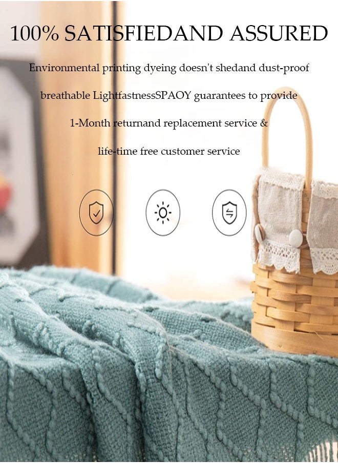DUNISO Knitted Throw Blankets, tassel sofa cover blanket, geometric pattern air conditioning blanket, portable and soft, suitable for beds, sofas, travel, camping, 130 * 170cm,green  - Image 4