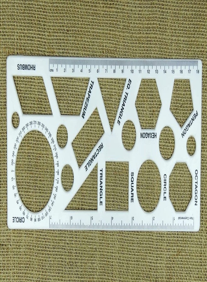 FIRST CLICK Shapes Stencil for Drawing Shapes Stencils for Kids Geometry Set Inbuilt Scale Ruler 2 pcs 23.5X9.8 cm - Image 4