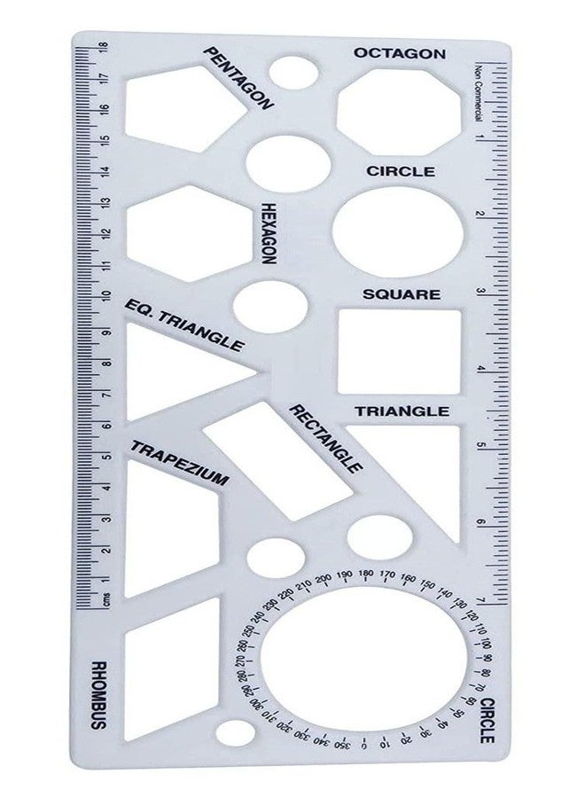 FIRST CLICK Shapes Stencil for Drawing Shapes Stencils for Kids Geometry Set Inbuilt Scale Ruler 2 pcs 23.5X9.8 cm - Image 3