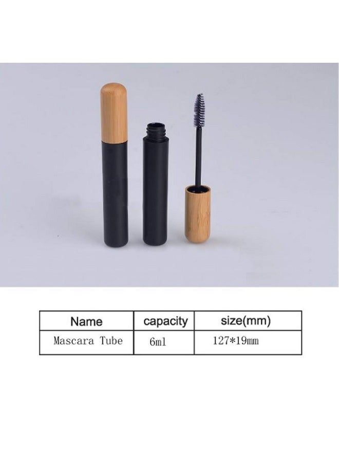 mollensiuer - 2Pcs 6Ml Refillable Empty Mascara Tube Bottles Vials Black Reusable Eyelash Cream Container Bottle With Eyelash Wand And Bamboo Cap For Castor Oil Eyelash Growth Oil Diy Mascara Travel Bottles - Image 1
