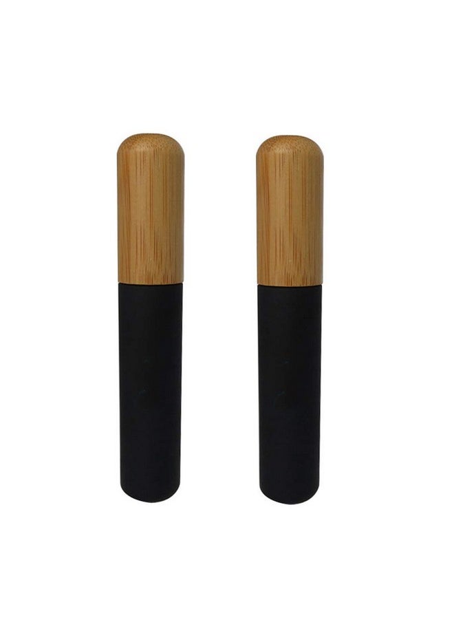 mollensiuer - 2Pcs 6Ml Refillable Empty Mascara Tube Bottles Vials Black Reusable Eyelash Cream Container Bottle With Eyelash Wand And Bamboo Cap For Castor Oil Eyelash Growth Oil Diy Mascara Travel Bottles - Image 1