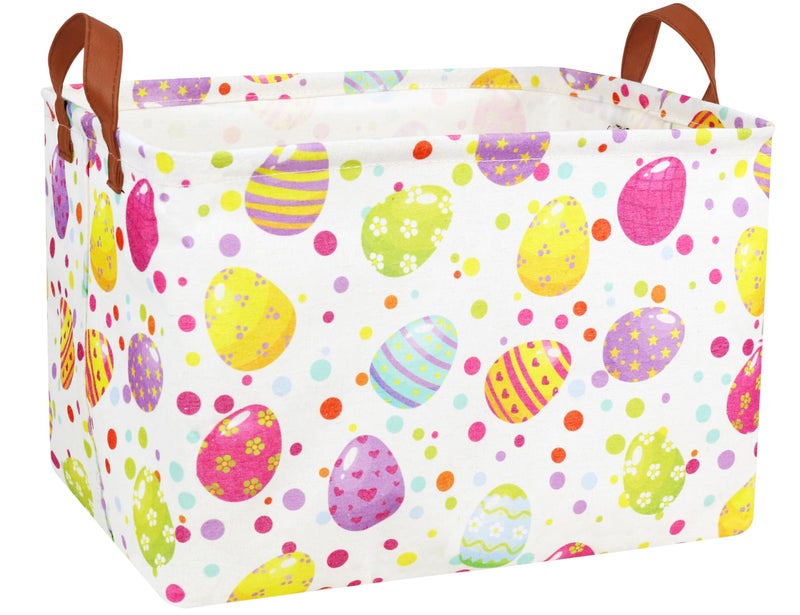 BOOHIT Large Easter Baskets for Kids Personalized Baby Girl Easter Basket Cute Teen Boy Spring Decor (Dot Egg) - Image 1
