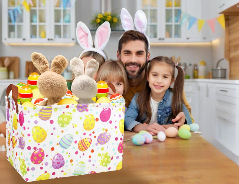 BOOHIT Large Easter Baskets for Kids Personalized Baby Girl Easter Basket Cute Teen Boy Spring Decor (Dot Egg) - Image 5