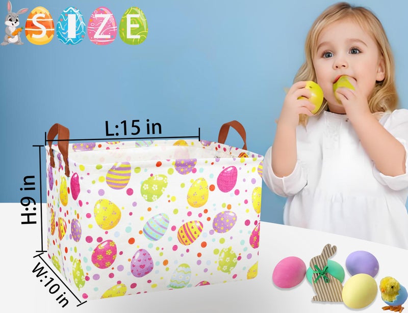 BOOHIT Large Easter Baskets for Kids Personalized Baby Girl Easter Basket Cute Teen Boy Spring Decor (Dot Egg) - Image 2