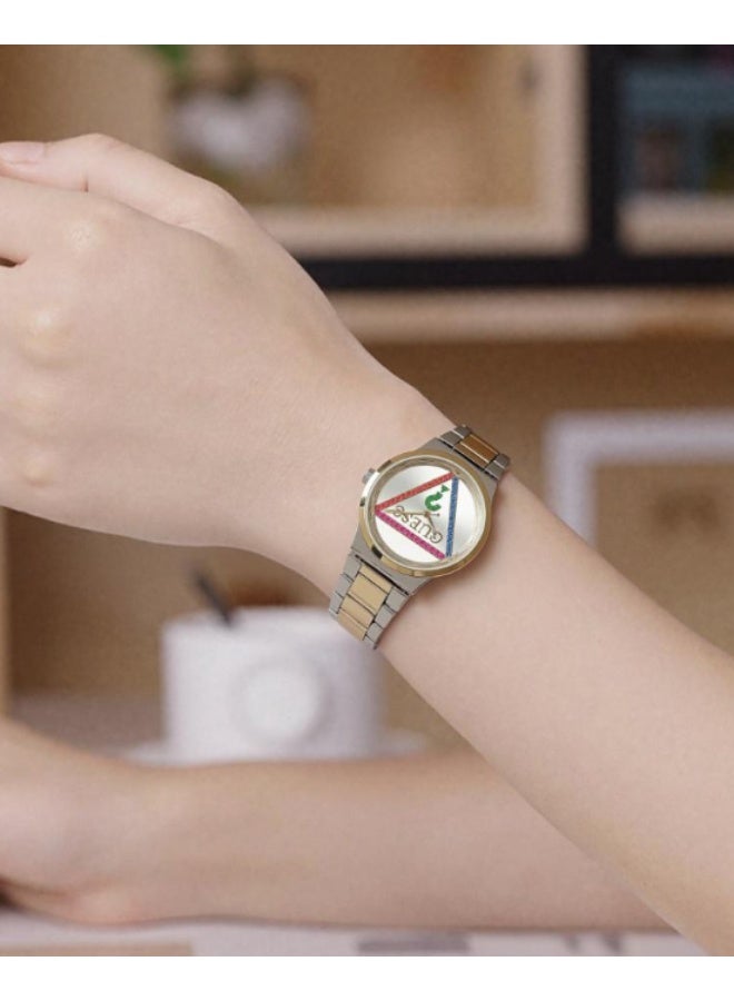 جيست ساعة نسائية ساعة أنيقة بحزام بسيط مقلوب علامة استفهام مثلث مقلوب - ذهبي وردي - Image 1