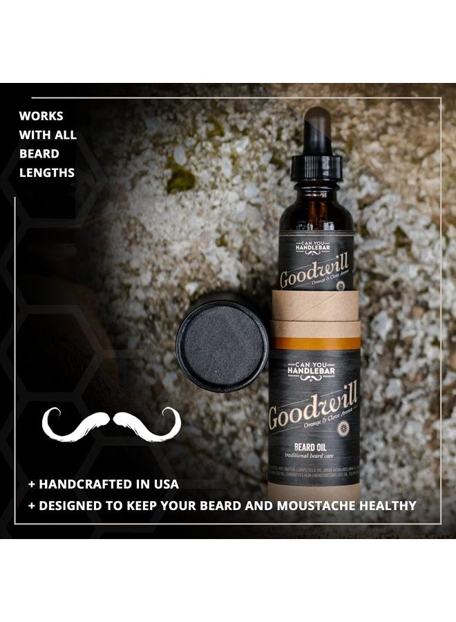 Beard Oil for Men, Natural Beard Care Conditioner Moisturizer Softener Grooming Product, Orange and Clove Scent, 1oz Dropper Bottle