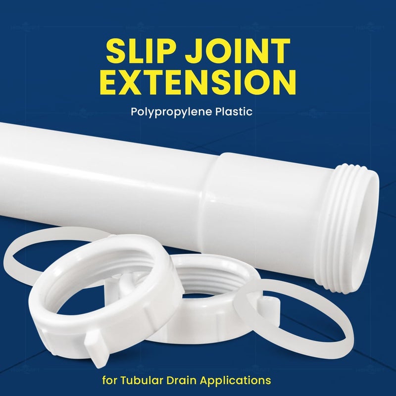 HIGHCRAFT Q23816 Plastic 16 Inch Double End Extension Tube for Tubular Drain 1-1/2 Inch White - Image 2