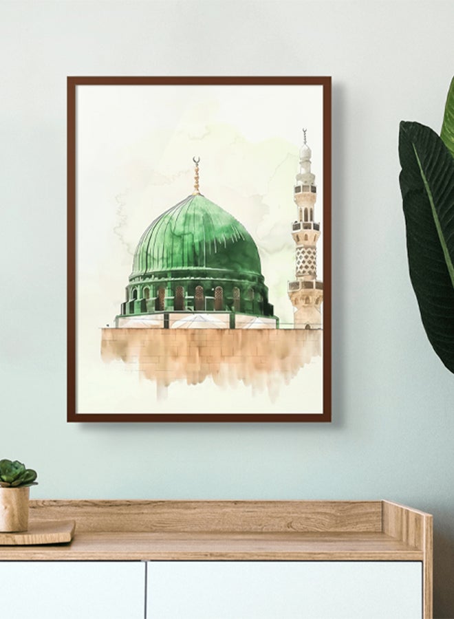 آرت دیکور  ديكور فني جداري إسلامي لمسجد المدينة المنورة، مسجد نبوي، لوحة مؤطرة، فن جميل لتزيين الحائط لغرفة المعيشة، غرفة النوم، غرفة الطعام، هدية المكتب  - Image 2