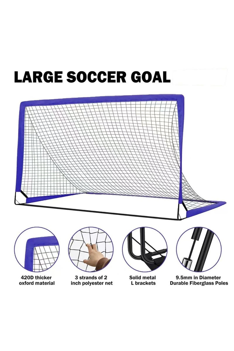 المؤسس مرمى كرة قدم - مجموعة من شبكتين لكرة القدم، مرمى كرة قدم منبثقة محمولة مقاس 6 × 4 قدم للفناء الخلفي - معدات تدريب كرة القدم مع كرة قدم وسلم ومخاريط - العاب للاطفال الصغار والشباب في الهواء الطلق - Image 5