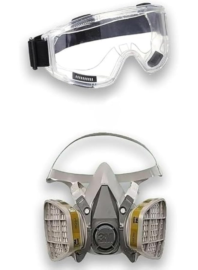 American-made 3M mask and safety goggles.