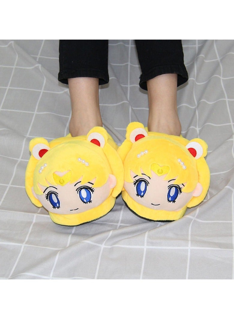 general Sailor Moon Plush Slippers Cute Anime Design Soft Warm Indoor Slippers Anti-slip Sole for Fans - Image 3