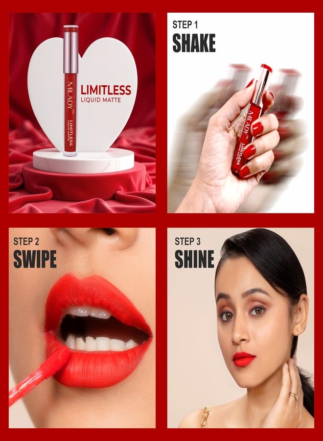 ميليدي  أحمر شفاه سائل من ميلادي ليميتليس بزبدة الشيا وفيتامين هـ | يدوم طويلاً ومقاوم للتلطخ | أحمر شفاه مطفي غير قابل للانتقال للنساء (لون نيود سينسيشن، 3 مل) - Image 5