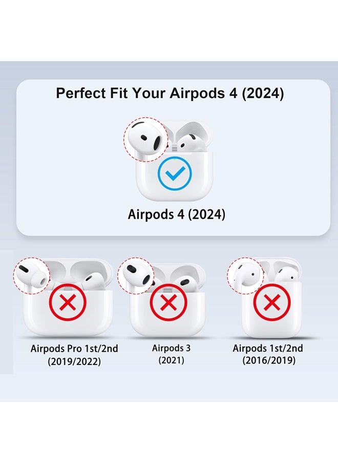 Compatible AirPods 4 Case Cover, Shockproof Protective Cases with Keychain for Apple AirPods 4 Gen Cases for Women Men - Clear - Image 2