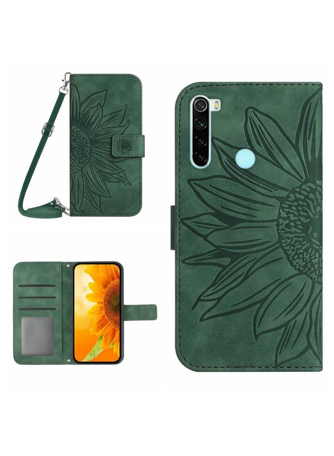 The Bros Case For Xiaomi Redmi Note 8 / Note 8 2021 Skin Feel Sun Flower Pattern Flip Leather Phone Case with Lanyard