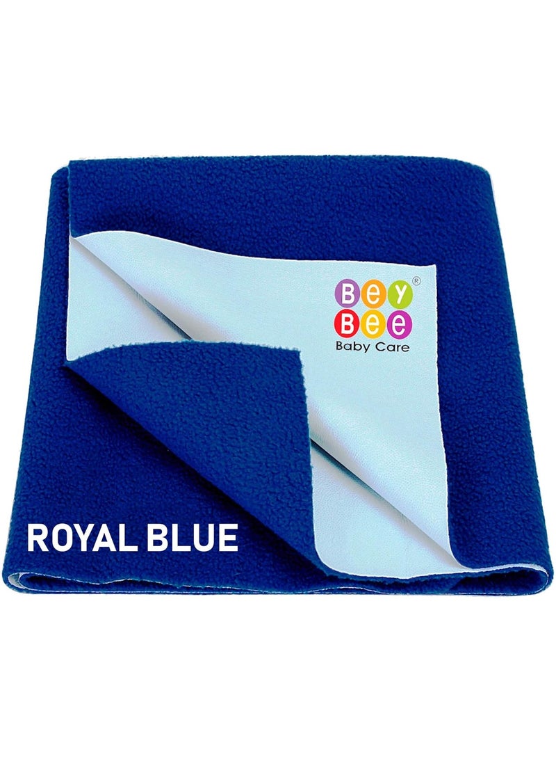 BeyBee Instadry Anti-Piling Fleece Extra Absorbent Quick Dry Sheet for New Born Babies, Bed Protector Mattress, Reusable Waterproof Baby Cot Sheet for Toddler Infant, Large Size 140x100cm, Royal Blue  - Image 1