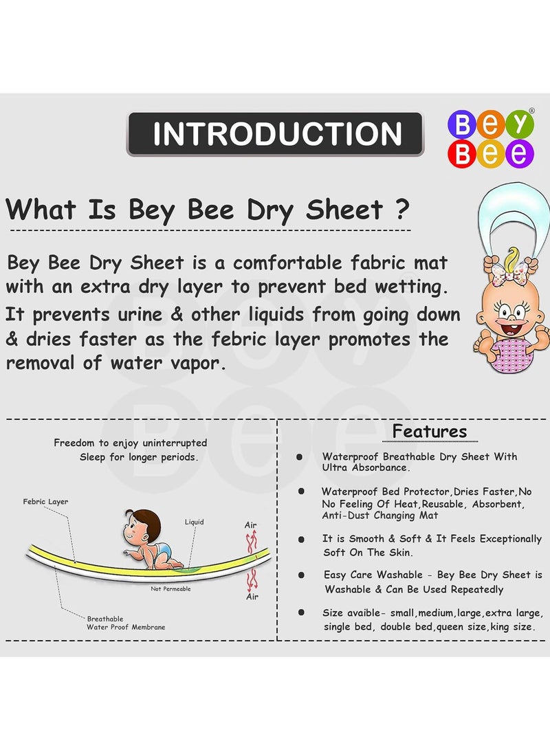 BeyBee Instadry Anti-Piling Fleece Extra Absorbent Quick Dry Sheet for New Born Babies, Bed Protector Mattress, Reusable Waterproof Baby Cot Sheet for Toddler Infant, Large Size 140x100cm, Royal Blue  - Image 4