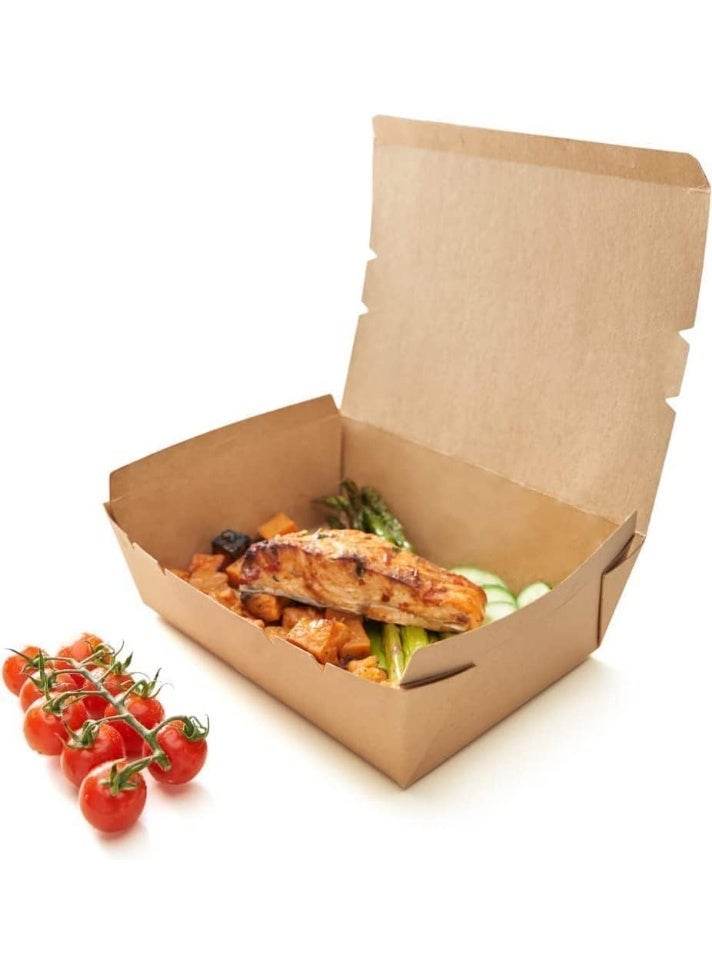 ايكواي Ecoway Large Kraft Lunch Box Without Window Food Container Made With Craft Paper, Take Away Container, Disposable, Eco-friendly, Compostable, Paperbox Restaurants - Pack Of 25, Brown - Image 4