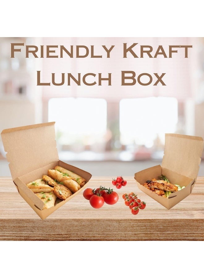 ايكواي Ecoway Large Kraft Lunch Box Without Window Food Container Made With Craft Paper, Take Away Container, Disposable, Eco-friendly, Compostable, Paperbox Restaurants - Pack Of 25, Brown - Image 5