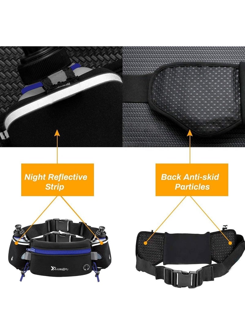 jaexest Running Belt with Water Bottles (2 x 175ML) – Hydration Waist Pack Waterproof – Sports Pouch Fits iPhones – Adjustable Waist Bag for Marathon, Running, Hiking, Cycling – Blue - Image 5