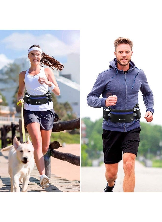 jaexest Running Belt with Water Bottles (2 x 175ML) – Hydration Waist Pack Waterproof – Sports Pouch Fits iPhones – Adjustable Waist Bag for Marathon, Running, Hiking, Cycling – Blue - Image 4
