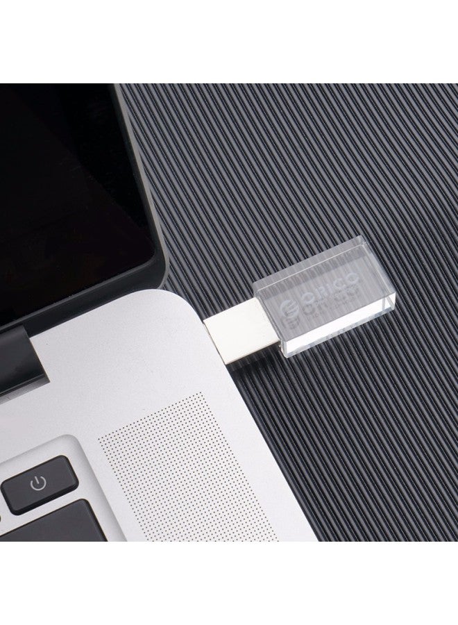 Loquat DIY Crystal Luminous U Disk Inside LOGO Business Gift USB 2.0 3.0 High Speed Metal U Disk-Color:White-Capacity:USB2.0 8GB - Image 5