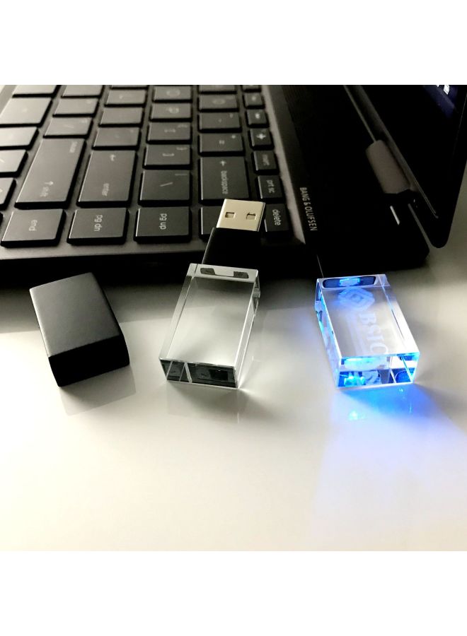 Loquat DIY Crystal Luminous U Disk Inside LOGO Business Gift USB 2.0 3.0 High Speed Metal U Disk-Color:White-Capacity:USB2.0 8GB - Image 2