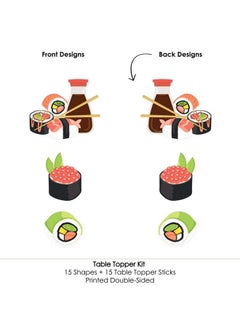 Big Dot of Happiness Let Roll Sushi Japanese Party Centerpiece Sticks Table Toppers Set Of 15  - Image 5