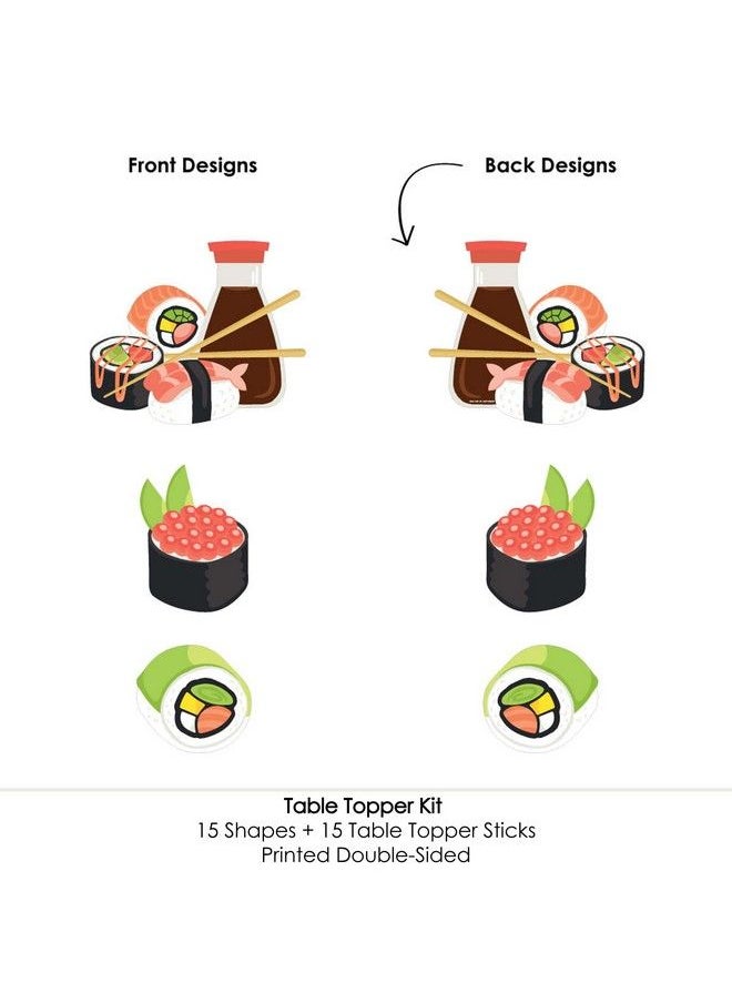 Big Dot of Happiness - Let Roll Sushi Japanese Party Centerpiece Sticks Table Toppers Set Of 15 - Image 1