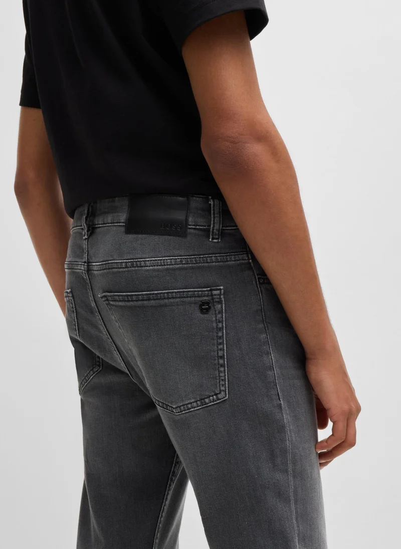 بوس Delaware Slim-fit jeans in black stretch denim