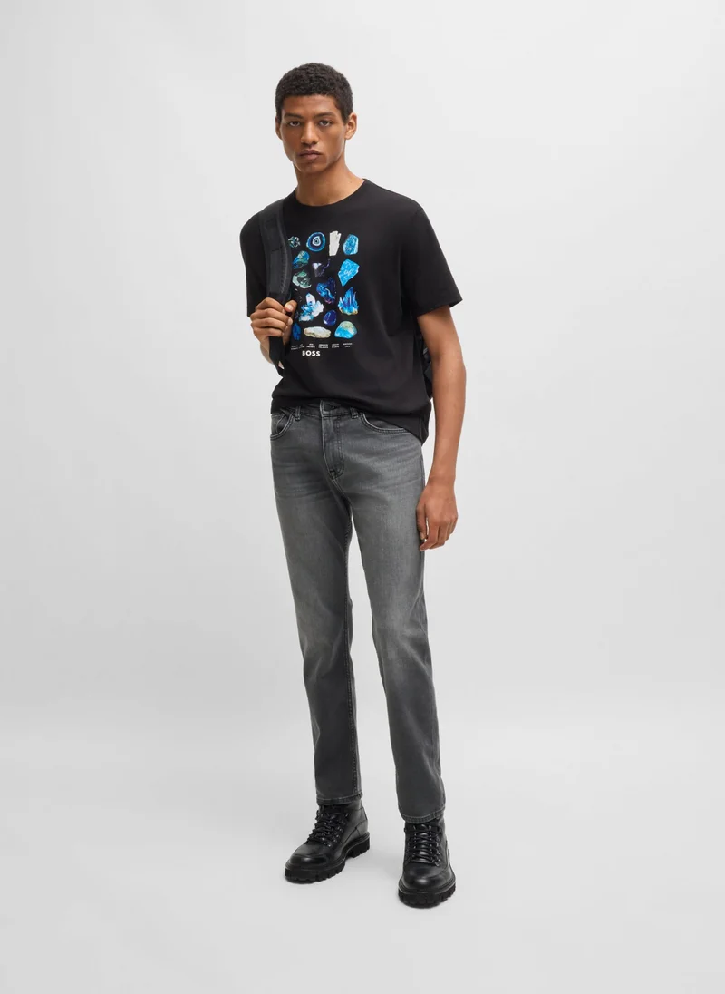 بوس Delaware Slim-fit jeans in black stretch denim