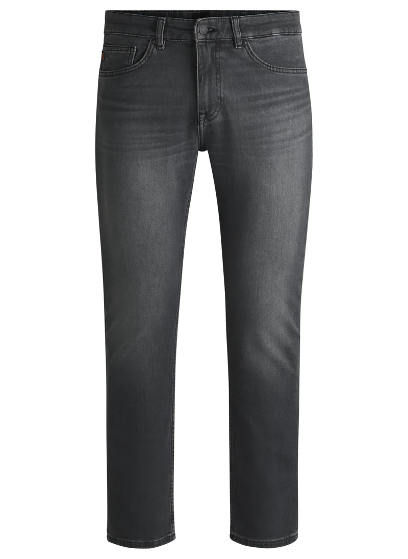 بوس Delaware Slim-fit jeans in black stretch denim