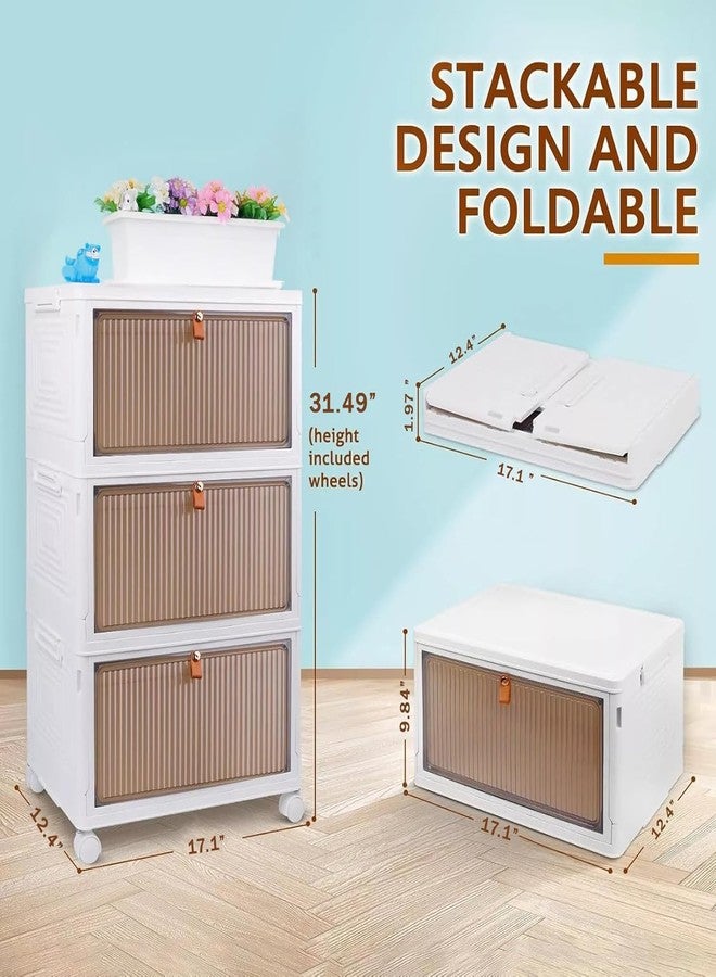 YASONIC 𝟯 𝗧𝗶𝗲𝗿 Foldable Plastic Rack for Storage/Kitchen Cupboard/Versatile and Sturdy Wardrobe for Clothes/Multipurpose Storage Organizer/Closet for Bedroom/Living Room/Laundry Room (Off White) - Image 2
