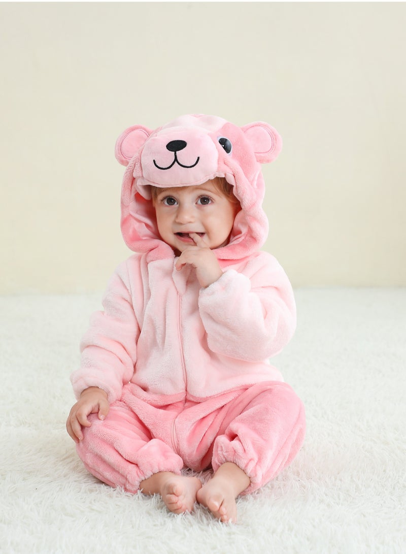 NIBEMINENT Flannel Children's Climbing Clothes Baby Autumn Winter Long Sleeved Clothes Jumpsuit Newborn Cartoon Jumpsuit - Image 1