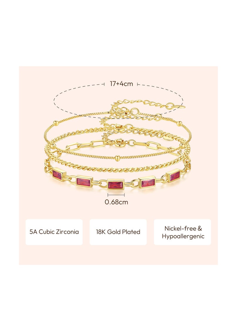 Excefore سوار ذهبي بأحجار الميلاد للنساء، مجموعة أساور مطلية بالذهب ومتعددة الطبقات مع سلسلة مشبك ورق، سوار كوبي قابل للتعديل للنساء، أساور ذهبية قابلة للتكديس للنساء - Image 4