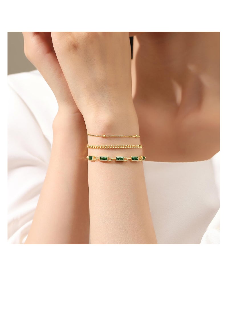 Excefore سوار ذهبي بأحجار الميلاد للنساء، مجموعة أساور مطلية بالذهب ومتعددة الطبقات مع سلسلة مشبك ورق، سوار كوبي قابل للتعديل للنساء، أساور ذهبية قابلة للتكديس للنساء - Image 3