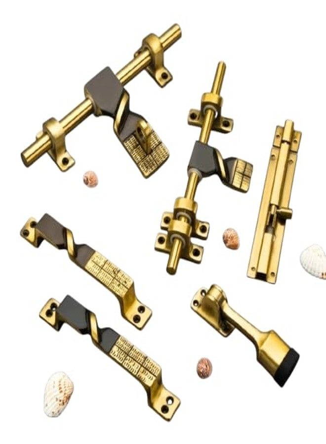 BHAVIKA DECOR طقم قفل باب شديد التحمل من بهافيكا ديكور - طقم مقبض قفل الباب الرئيسي، مزلاج جسم القفل النحاسي / كوندي / شيتكني / شيتكيني (حبل - نحاس عتيق) - Image 1