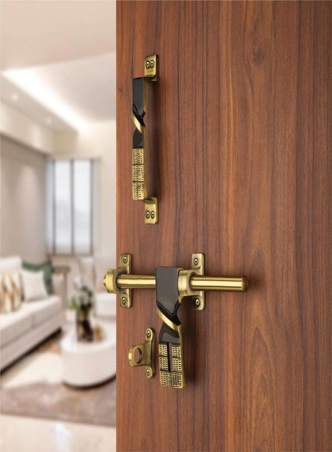 BHAVIKA DECOR طقم قفل باب شديد التحمل من بهافيكا ديكور - طقم مقبض قفل الباب الرئيسي، مزلاج جسم القفل النحاسي / كوندي / شيتكني / شيتكيني (حبل - نحاس عتيق) - Image 2