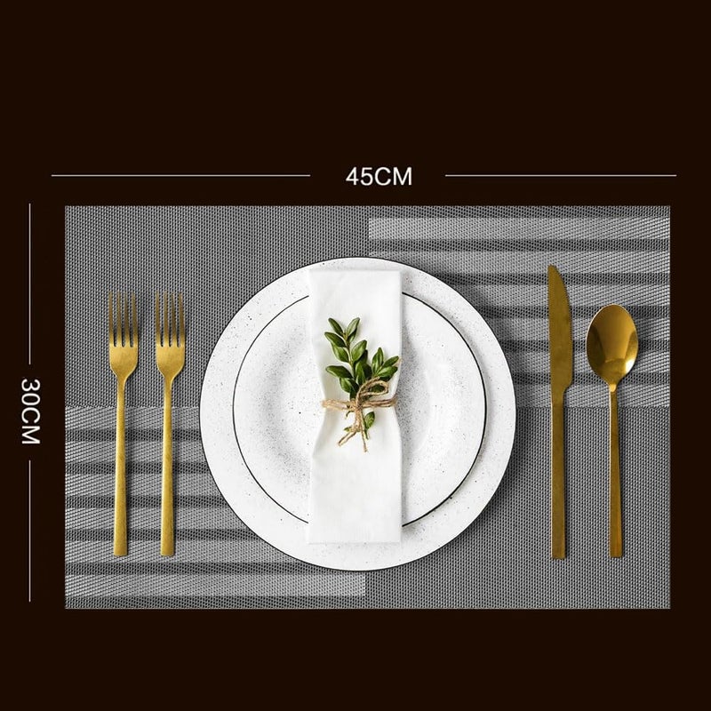 FS COOL Washable Table Mats Table Mats Set of 6 PVC Dining Table Placemats Mat for Dining Table Plate Mat Set of 6 Vinyl Place Mats Durable NonSlip Heat Resistant PVC Table Mats Grey Set of 6 - Image 2