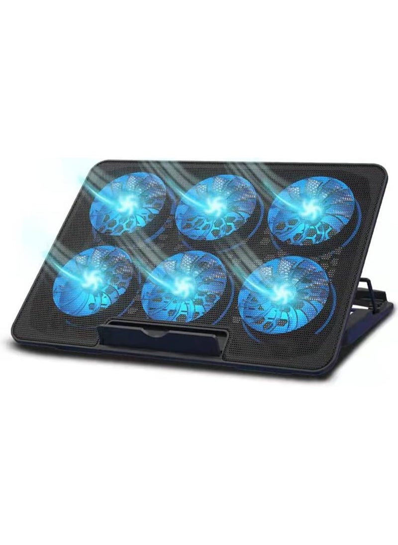 Laptop Cooling Pad, Laptop Cooler Stand with 6 Quiet Cooling Fans and 6 Height Adjustable Dual USB Powered Gaming Laptop Cooling Stand for 12-17 Inch Laptop Computer  - Image 1