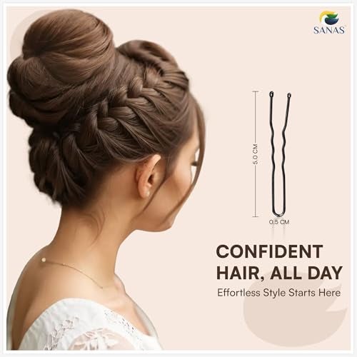 Sanas Hair Pins For Hair Styling (250Pcs) Bobby Pins For Women Hair Pin Variety In Design & Finish Juda Pins For Hair Bun U Pins For Hair Stylish (5cm Long) (250Pcs) Gold Silver Bronze Black & Rose Gold - Image 3