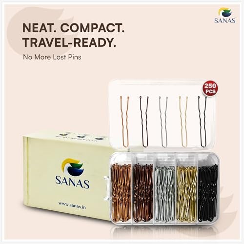 Sanas Hair Pins For Hair Styling (250Pcs) Bobby Pins For Women Hair Pin Variety In Design & Finish Juda Pins For Hair Bun U Pins For Hair Stylish (5cm Long) (250Pcs) Gold Silver Bronze Black & Rose Gold - Image 4