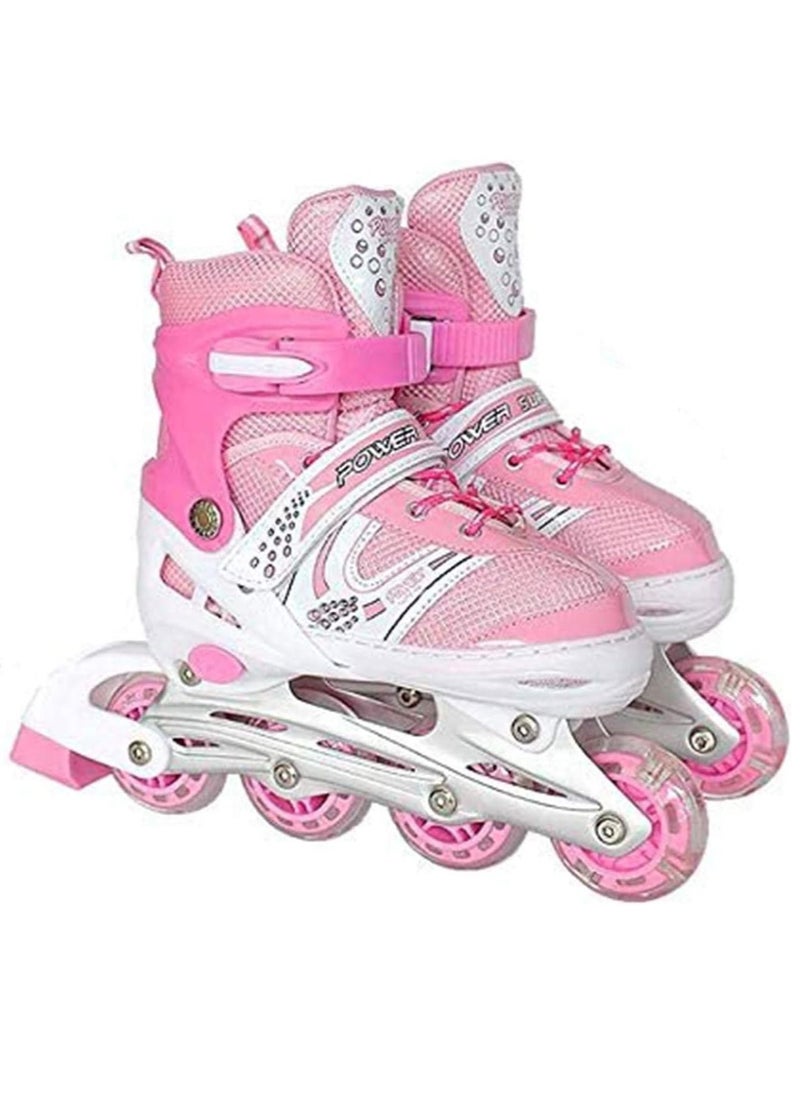 Gonice - Inline Skates, Girls Pink Adjustable Inline Skates with Light up Wheels, Beginner Roller Skates for Girls, Men and Ladies - Image 1
