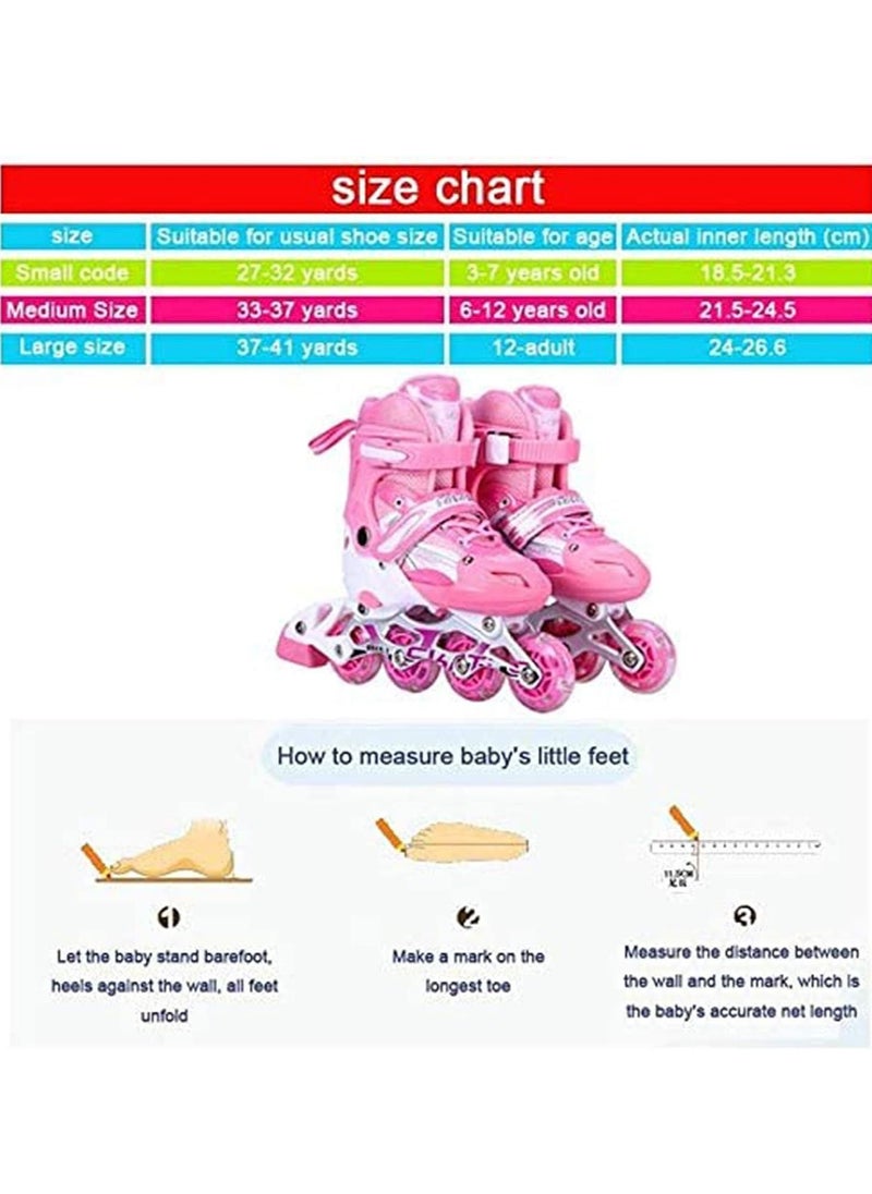 Gonice - Inline Skates, Girls Pink Adjustable Inline Skates with Light up Wheels, Beginner Roller Skates for Girls, Men and Ladies - Image 1