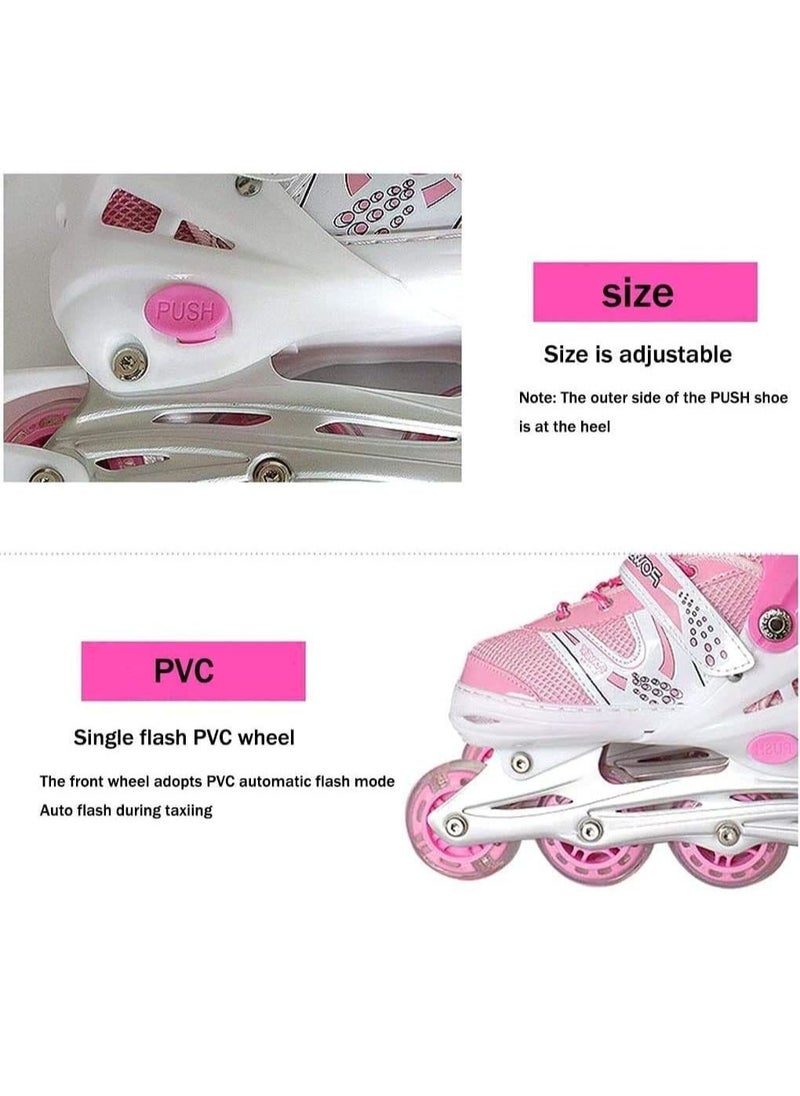 Gonice - Inline Skates, Girls Pink Adjustable Inline Skates with Light up Wheels, Beginner Roller Skates for Girls, Men and Ladies - Image 1